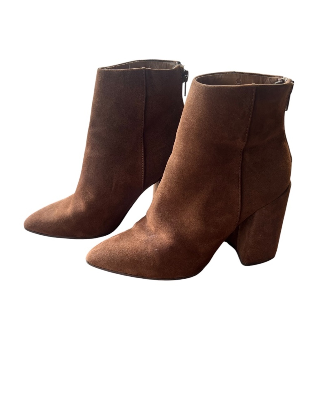 Steve Madden Suede Pointed Toe Block Heel Booties (5.5)